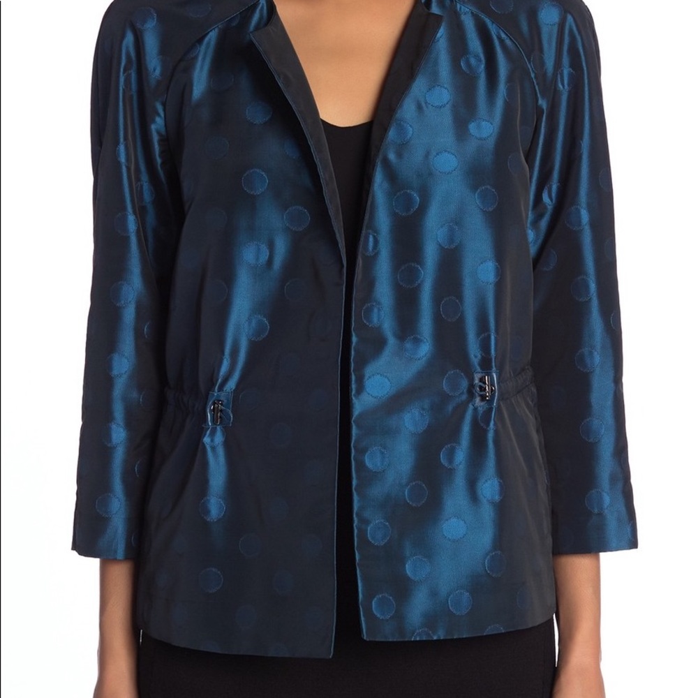 Anne Klein NY Cropped Polka Dot 3/4 Sleeve Jacket Sz L NWT